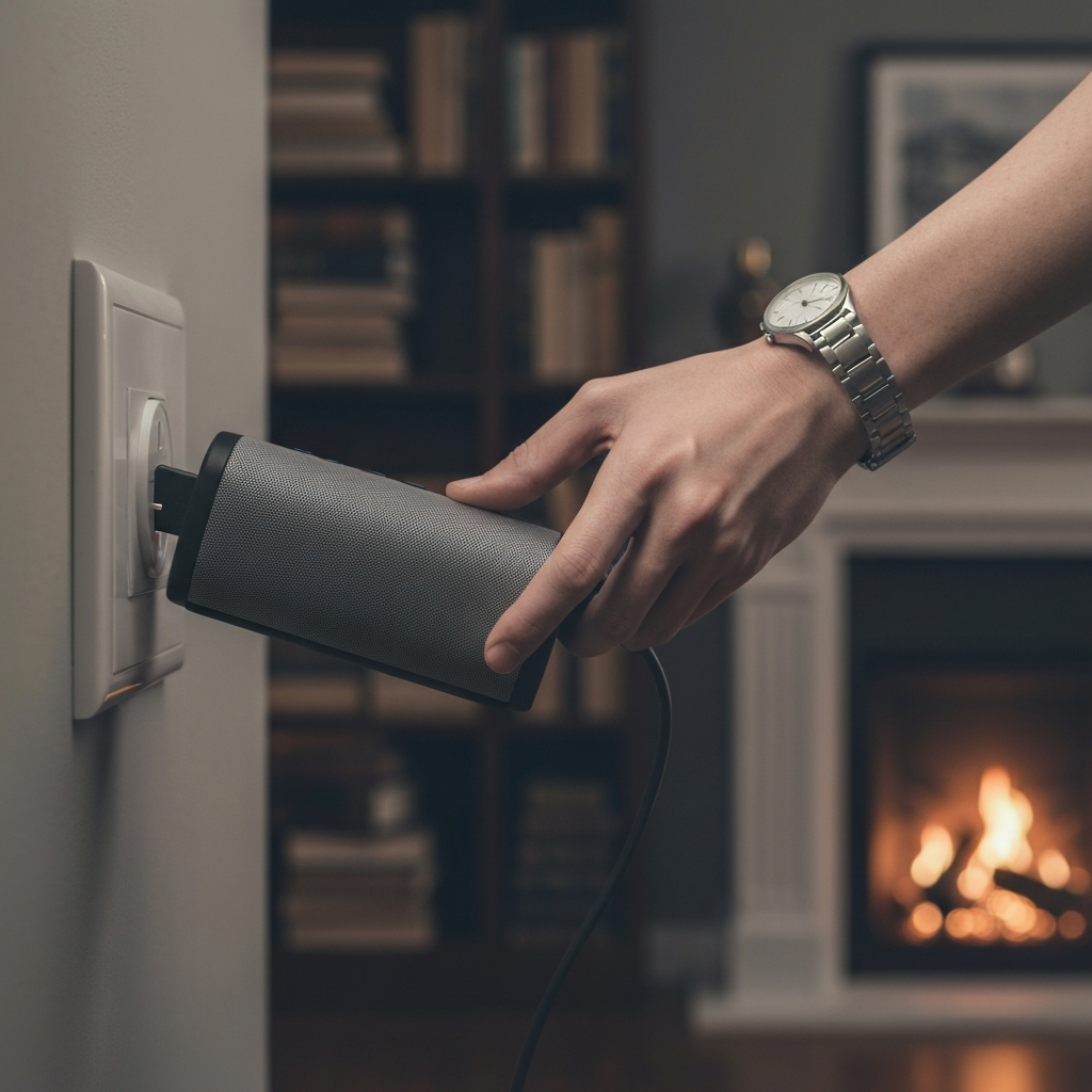 Bàn tay rút phích cắm thiết bị điện không sử dụng