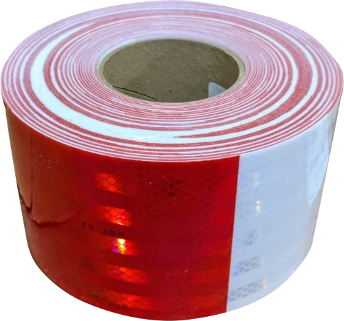 Cinta reflectiva 983-326 de 4 pulgadas x 45.7m color rojo-blanco (peruanita)