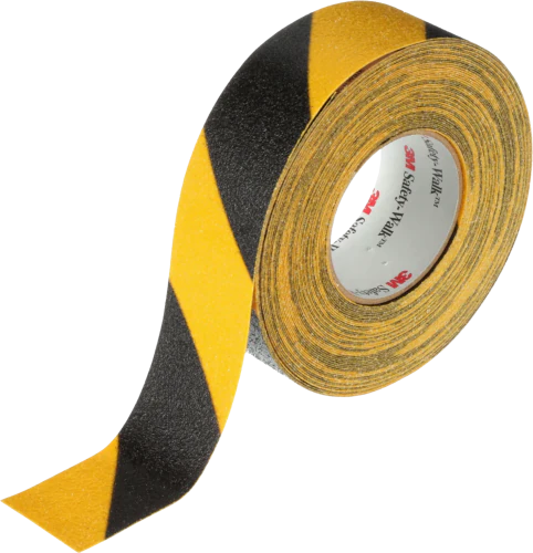 cinta antideslizante 3m color amarillo con raya negra