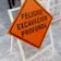 caballete de madera para señales de obras - instalado
