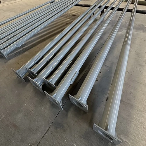 postes metalicos de 3 pulgadas con brida pintado gris metalico