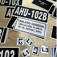Placas y Rótulos en Aluminio 0.5 mm para Tableros Eléctricos y otros usos