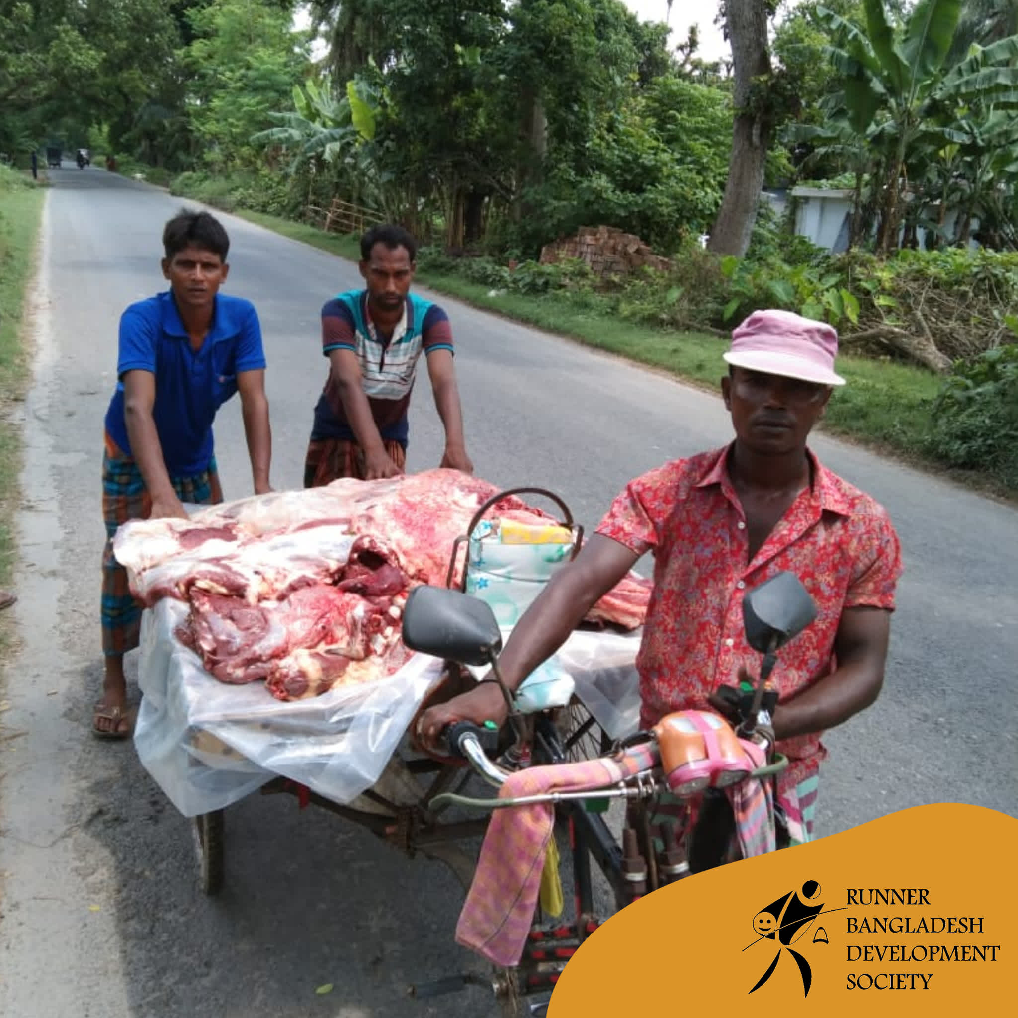 Sacrificial meat being hauled for donation in Jhenaidah, Maheshkhali