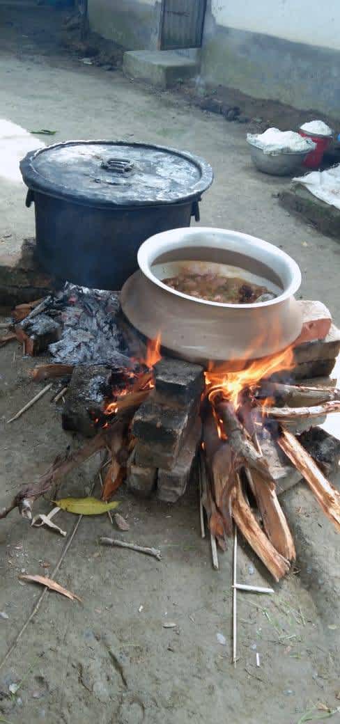 Food being cooked to be distributed to people affected by cyclone