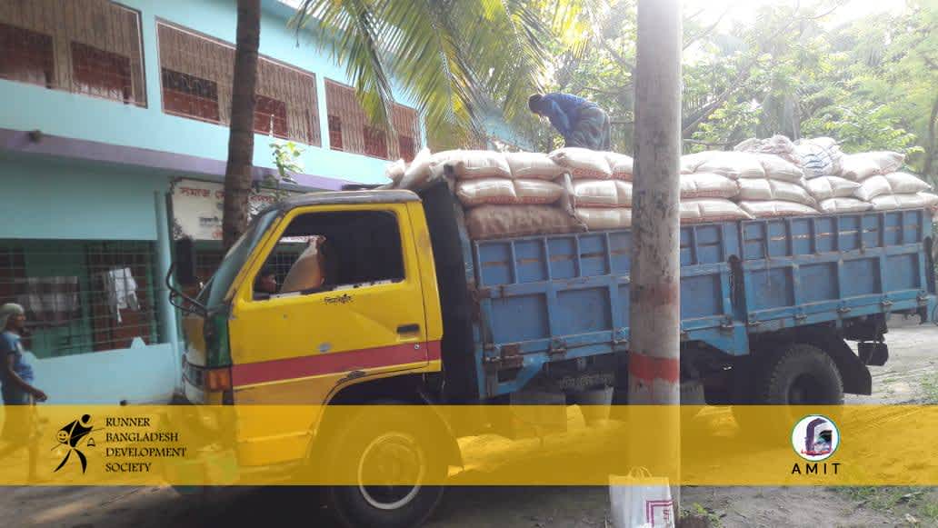 Truck carrying relief supplies for COVID-19 affected families