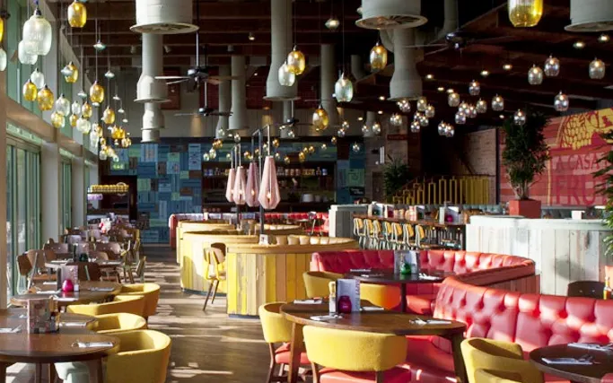 Brightly coloured interior of Las Iguanas Cribbs Causeway