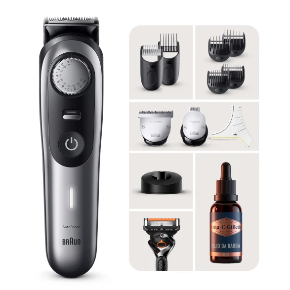 Regolabarba professionale Braun Pro 9 BT9440 e Olio da barba King C. Gillette