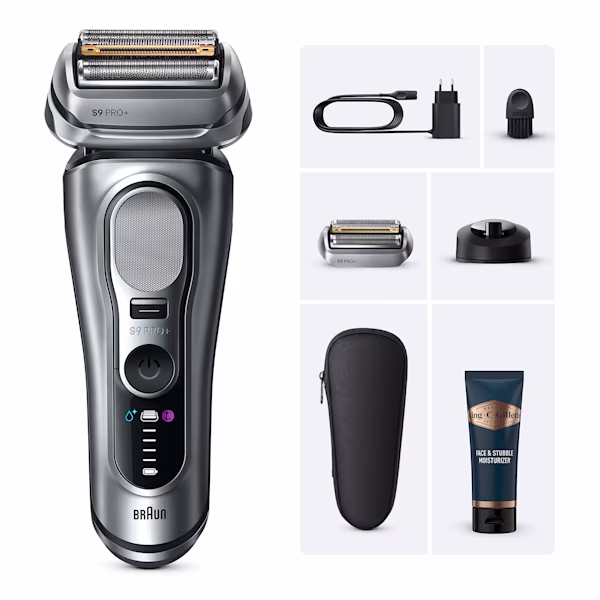 Braun Kit Rasoio elettrico Series 9 Pro+ con Balsamo da barba King C. Gillette