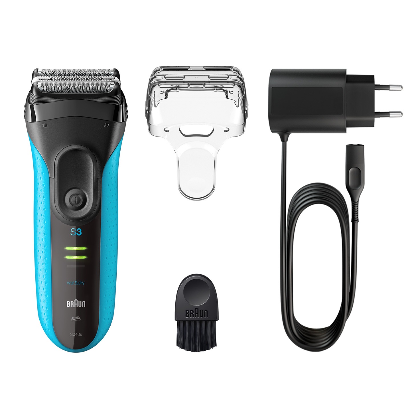 Braun Series 3 3040s rasoio elettrico Trimmer Nero Blu