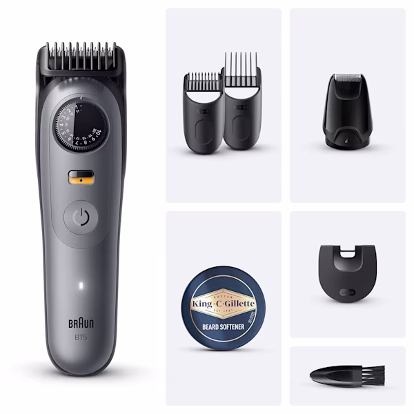 Kit Braun Regolabarba Series 5 BT5525 con Balsamo da Barba King C. Gillette Kit Braun Regolabarba Series 5 BT5525 con Balsamo da Barba King C. Gillette