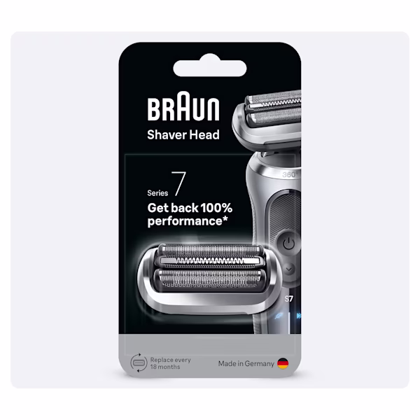 Testina di ricambio per rasoio Braun Series 7 nella confezione originale, ripristina il 100% delle prestazioni, prodotto in Germania. Testina di ricambio per rasoio Braun Series 7 nella confezione originale, ripristina il 100% delle prestazioni, prodotto in Germania.