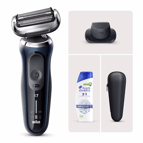 Kit Rasoio elettrico Braun Series 7 71-B1200S con Head & Shoulders Classic Clean 2in1 Shampoo e Balsamo 