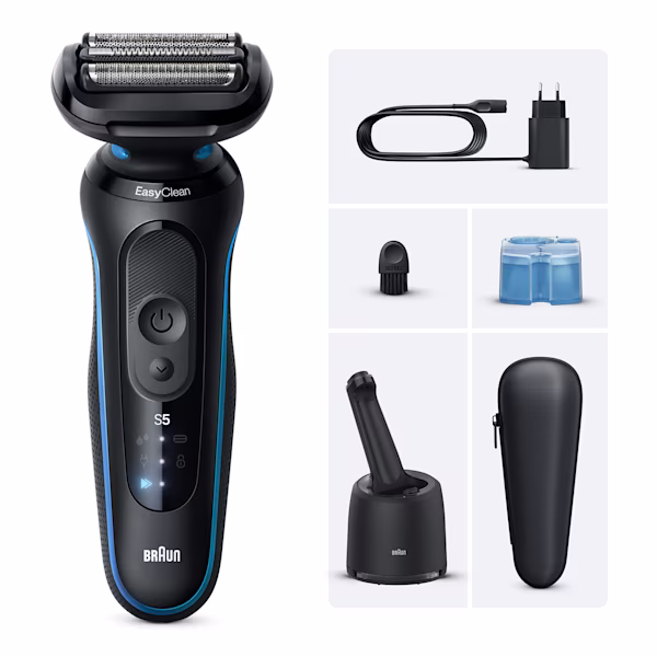 Immagine del rasoio Series 5 B7000cc con stazione SmartCare 4in1 e una cartuccia.