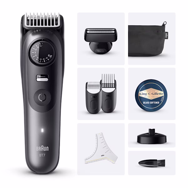 Kit Braun Regolabarba Series 7 BT7525 con Olio da barba King C. Gillette 30ml Kit Braun Regolabarba Series 7 BT7525 con Olio da barba King C. Gillette 30ml