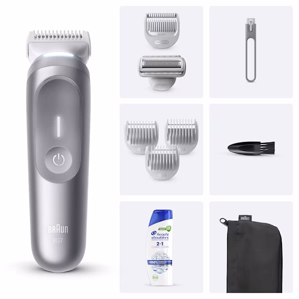 Kit Braun Rasoio Elettrico Corpo Uomo Series 7 BG7555 e Head & Shoulders Classic Clean 2in1 Shampoo e Balsamo