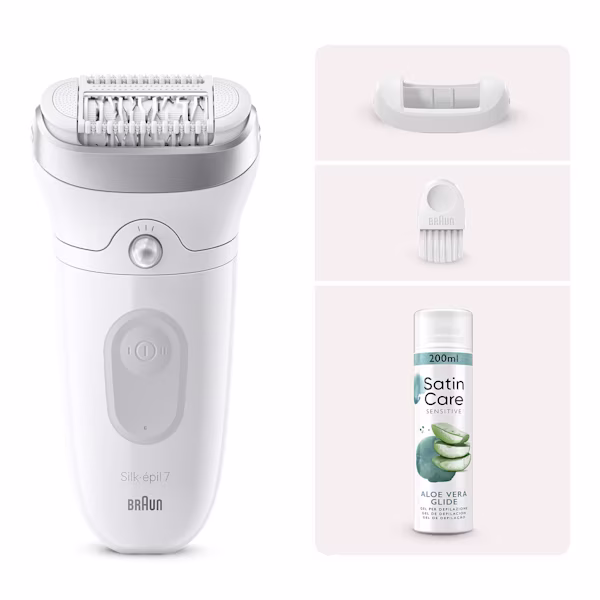 Braun Kit Epilatore Silk·épil 7-011 con Gel da depilazione Satin Care Aloe Vera Braun Kit Epilatore Silk·épil 7-011 con Gel da depilazione Satin Care Aloe Vera