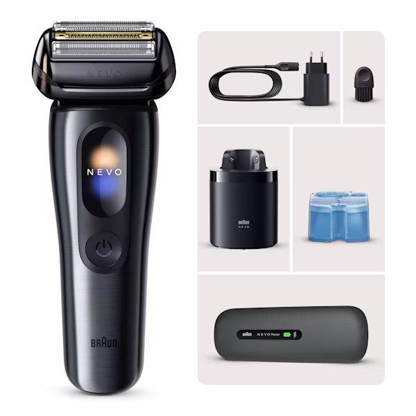 Rasoio Braun NEVO 17010c con PowerCase, sistema NEVO Care 7in1. Rasoio Braun NEVO 17010c con PowerCase, sistema NEVO Care 7in1.
