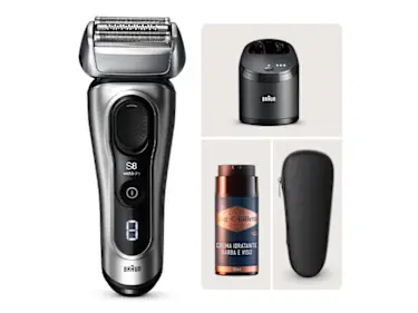 Rasoio elettrico Braun Series 8 8567cc e Crema idratante King C. Gillette 100ml