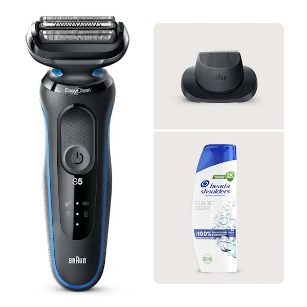 Rasoio elettrico Braun Series 5 51-B1200s e Head & Shoulders Classic Clean Shampoo Antiforfora