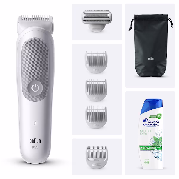 Braun Rifinitore Corpo Series 5 BG5555 con Head & Shoulders Menthol Fresh Shampoo Antiforfora Braun Rifinitore Corpo Series 5 BG5555 con Head & Shoulders Menthol Fresh Shampoo Antiforfora