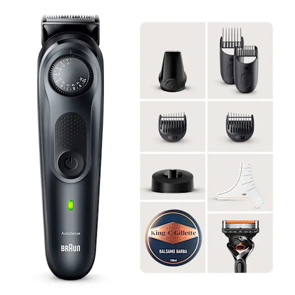 Regolabarba professionale Pro 7 BT7441 Braun e Balsamo da barba King C. Gillette