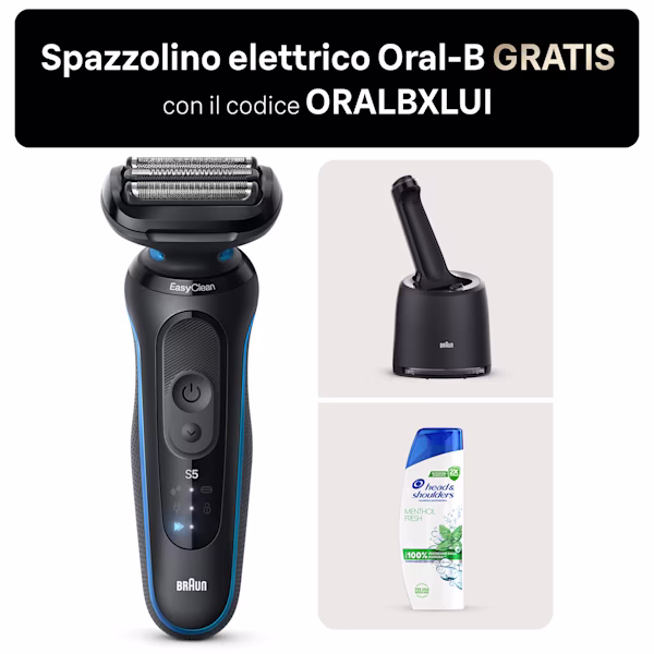 Kit Braun Rasoio elettrico Series 5 52-B7000cc e Head & Shoulders Menthol Fresh Shampoo Antiforfora
