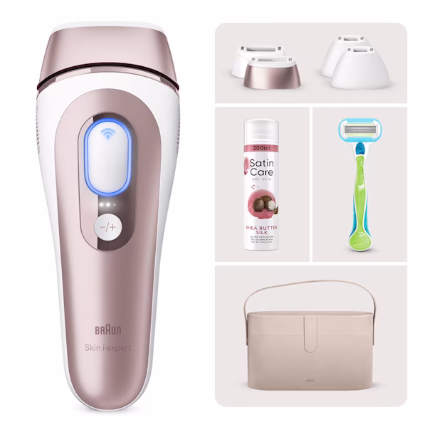 Epilatore a luce pulsata Braun Smart Skin i·expert e Gel da depilazione Satin Care Karité Epilatore a luce pulsata Braun Smart Skin i·expert e Gel da depilazione Satin Care Karité