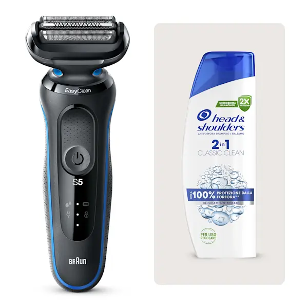 Rasoio elettrico Braun Series 5 51-B1000s e Head & Shoulders Classic Clean 2in1 Shampoo e Balsamo