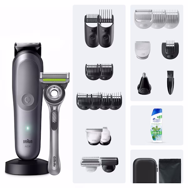 Braun Kit: Rifinitore All-in-One Series 9, 25 accessori + Head & Shoulders menthol fresh Braun Kit: Rifinitore All-in-One Series 9, 25 accessori + Head & Shoulders menthol fresh