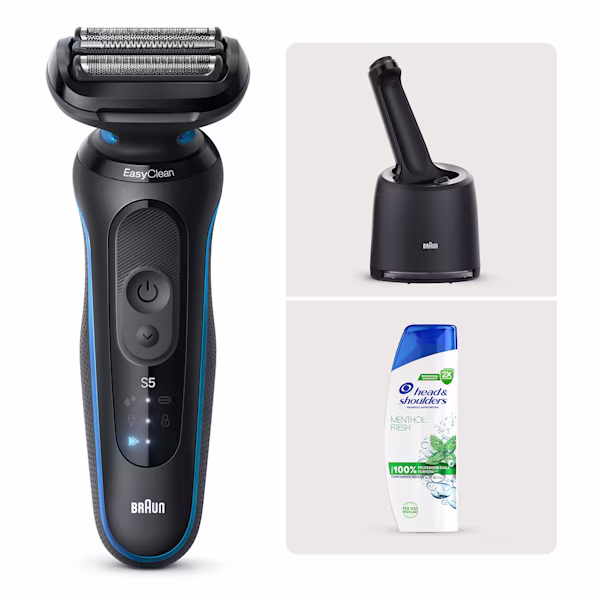 Kit Braun Rasoio elettrico Series 5 52-B7000cc e Head & Shoulders Menthol Fresh Shampoo Antiforfora Kit Braun Rasoio elettrico Series 5 52-B7000cc e Head & Shoulders Menthol Fresh Shampoo Antiforfora