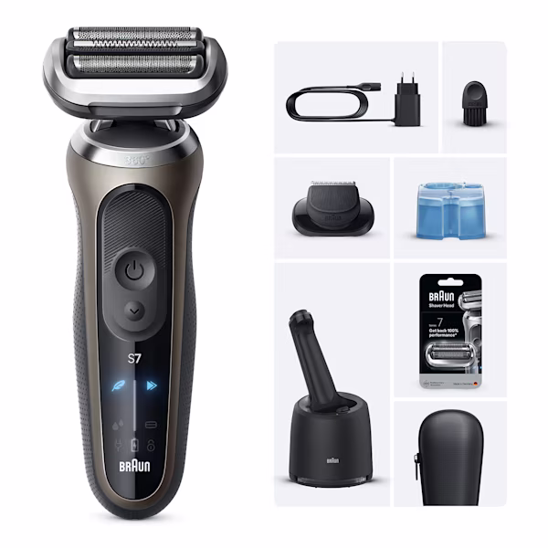 Immagine che mostra Braun Kit: Rasoio Elettrico Series 7, stazione SmartCare 4in1 e 2 accessori + testina di ricambio 74S Immagine che mostra Braun Kit: Rasoio Elettrico Series 7, stazione SmartCare 4in1 e 2 accessori + testina di ricambio 74S