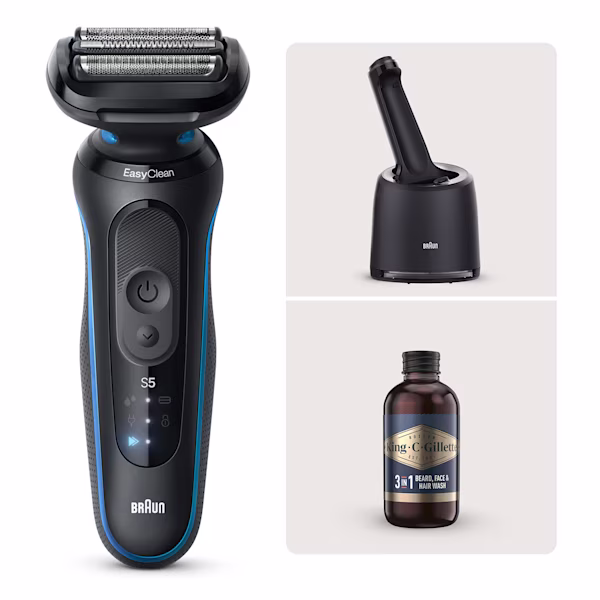 Kit Braun Rasoio elettrico Series 5 52-B7000cc e Detergente Barba e Viso King C. Gillette Kit Braun Rasoio elettrico Series 5 52-B7000cc e Detergente Barba e Viso King C. Gillette