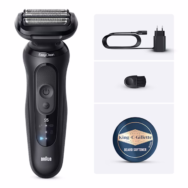 Braun Kit Rasoio Elettrico Series 5 52-N1000si con balsamo da barba King C. Gillette Braun Kit Rasoio Elettrico Series 5 52-N1000si con balsamo da barba King C. Gillette
