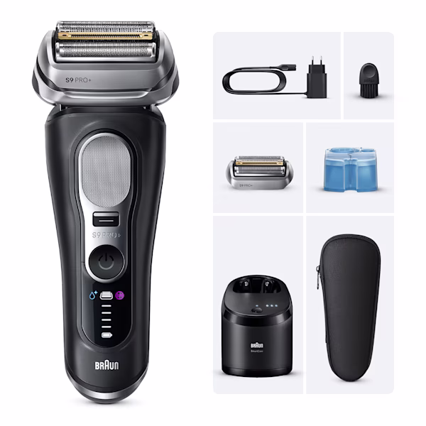 Rasoio Braun Series 9 PRO+ 9660ccps con custodia da viaggio, testina di ricambio e Stazione SmartCare 6in1. Rasoio Braun Series 9 PRO+ 9660ccps con custodia da viaggio, testina di ricambio e Stazione SmartCare 6in1.