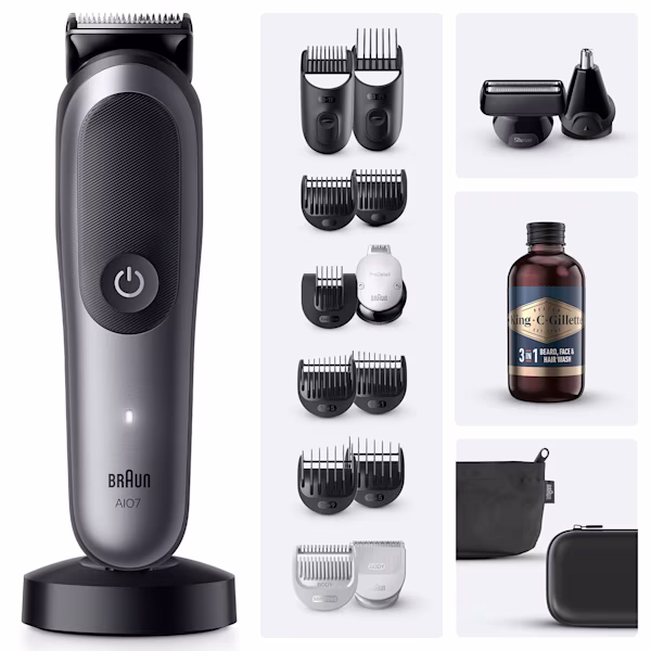 Braun Kit Rifinitore All-in-One Series 7 AIO7585 e Detergente King C. Gillette Braun Kit Rifinitore All-in-One Series 7 AIO7585 e Detergente King C. Gillette