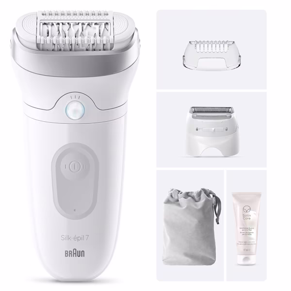 Immagine del Kit Braun composto da Epilatore Silk·épil 7, 3 accessori + scrub levigante Satin Care Immagine del Kit Braun composto da Epilatore Silk·épil 7, 3 accessori + scrub levigante Satin Care