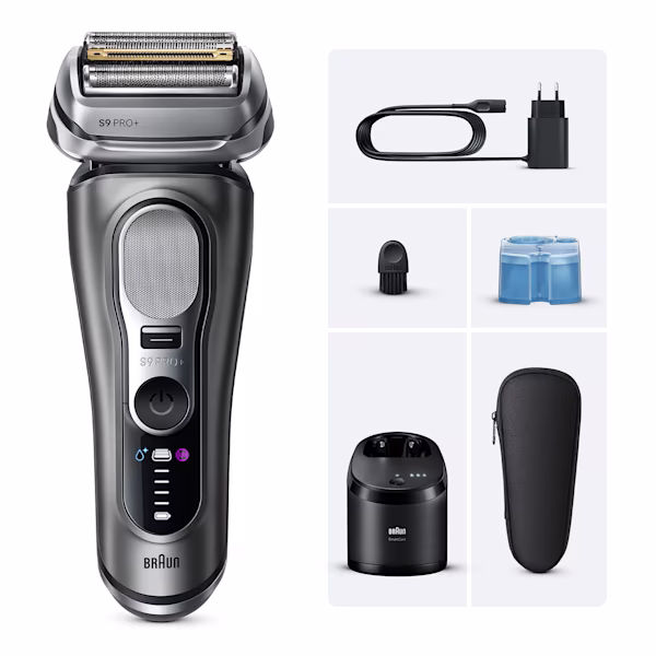 Rasoio Braun Series 9 PRO+ 9665cce con custodia da viaggio e Stazione SmartCare 6in1. Rasoio Braun Series 9 PRO+ 9665cce con custodia da viaggio e Stazione SmartCare 6in1.