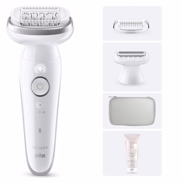 Immagine del Kit Braun composto da Epilatore Silk·épil 9, 3 accessori + scrub levigante Satin Care Immagine del Kit Braun composto da Epilatore Silk·épil 9, 3 accessori + scrub levigante Satin Care