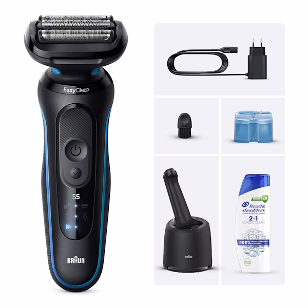 Braun Kit Rasoio Elettrico Series 5 52-B7000cc con Head & Shoulders Classic Clean Shampoo Antiforfora