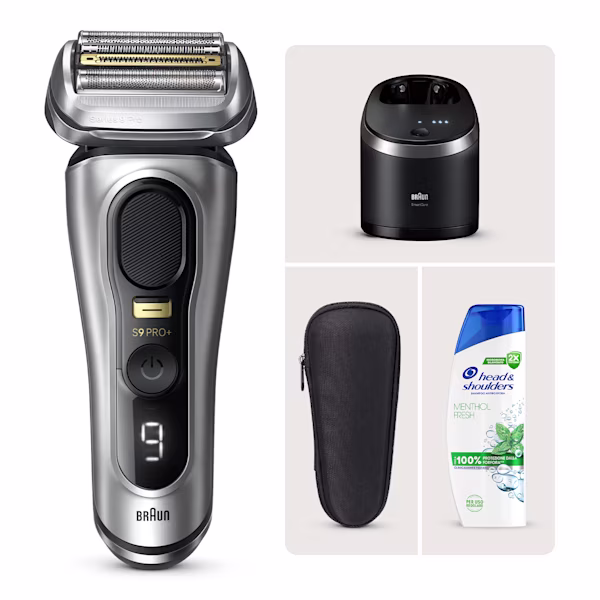 Rasoio elettrico Braun Series 9 Pro+ 9567cc con Head & Shoulders Menthol Fresh Shampoo Antiforfora Rasoio elettrico Braun Series 9 Pro+ 9567cc con Head & Shoulders Menthol Fresh Shampoo Antiforfora