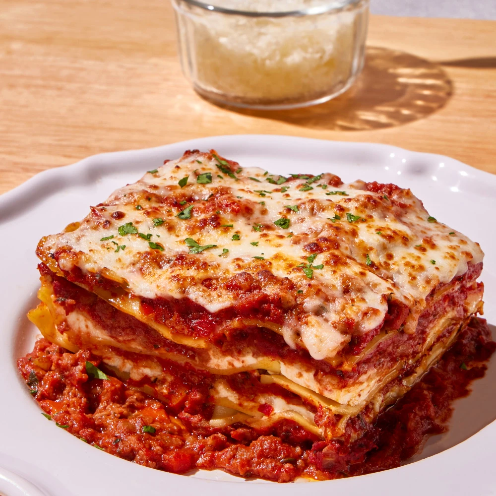 Lasagna made with Impossible Foods heart-healthy Impossible Beef Lite.