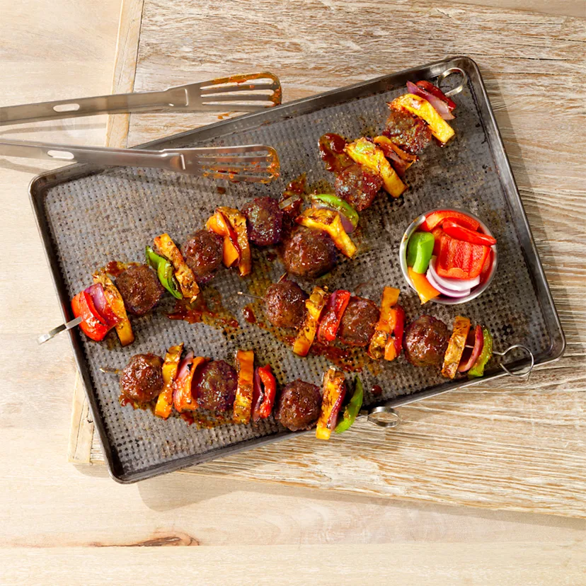 Grilled Impossible™ Hawaiian BBQ Skewers made with Impossible™ Burger.