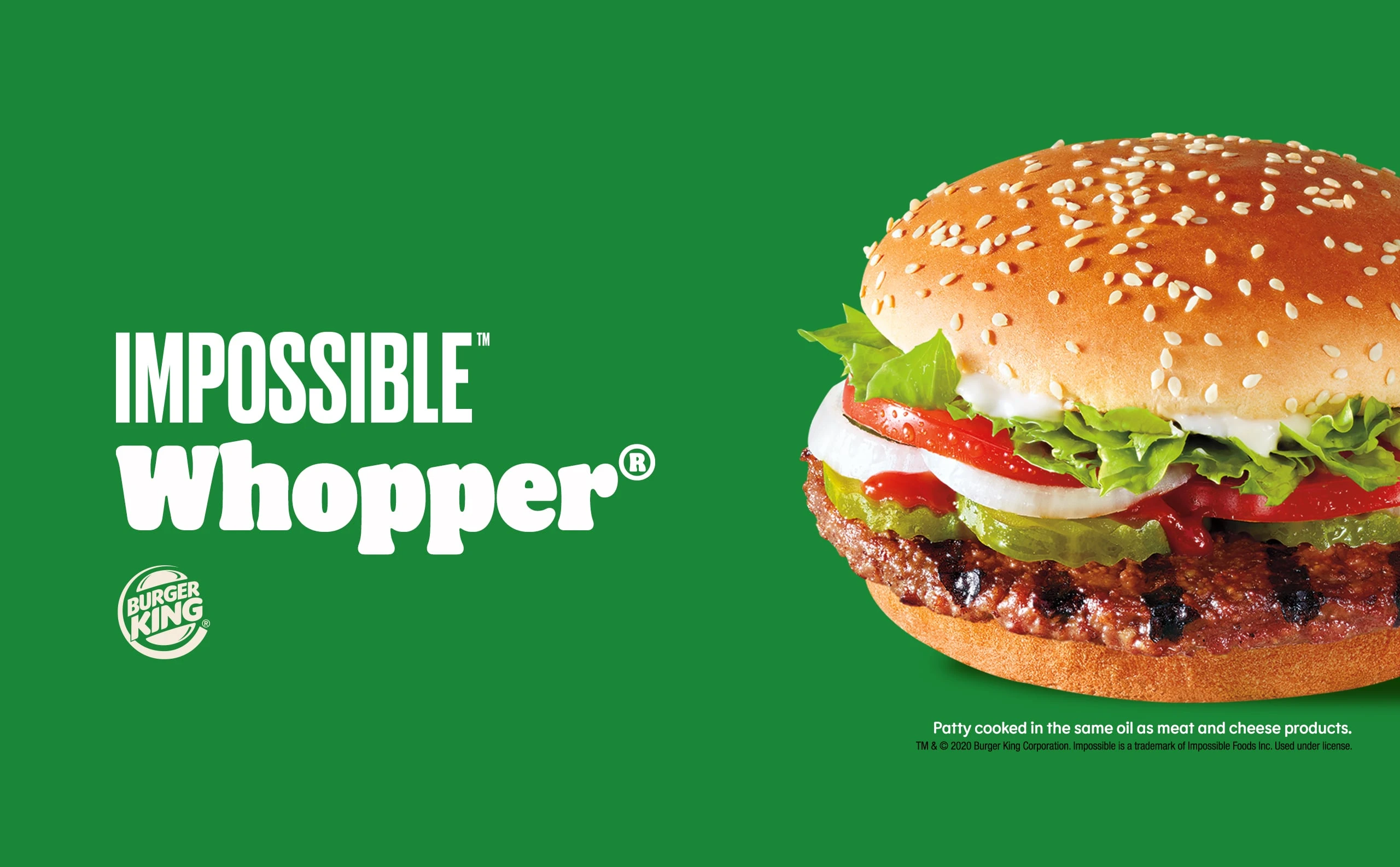 Impossible Whopper from Burger King on green background