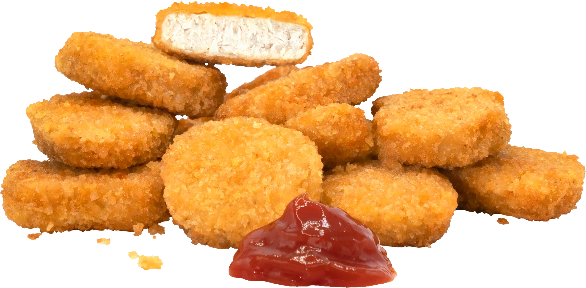 Stack of Impossible Chicken Nuggets next to a dollop of ketchup