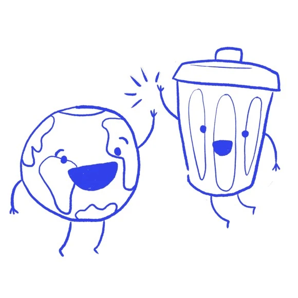 Trash and Earth High Five Illustration impossible foods sustainability 