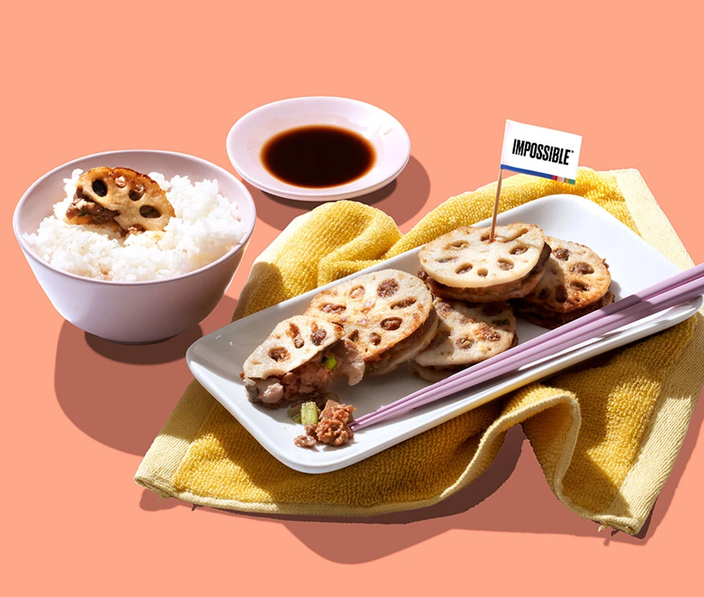 Try this Impossible™ Lotus Root Fritters Recipe made with Impossible™ Burger.