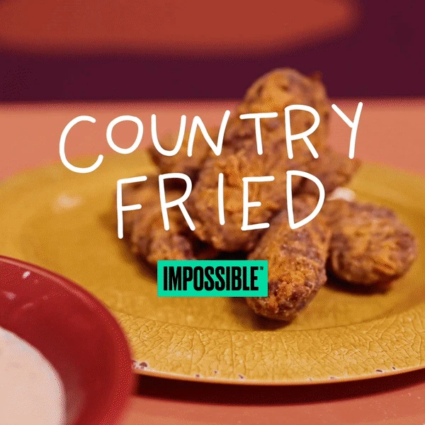 delicious Impossible burger Country Fried Hamburger made with Impossible Burger