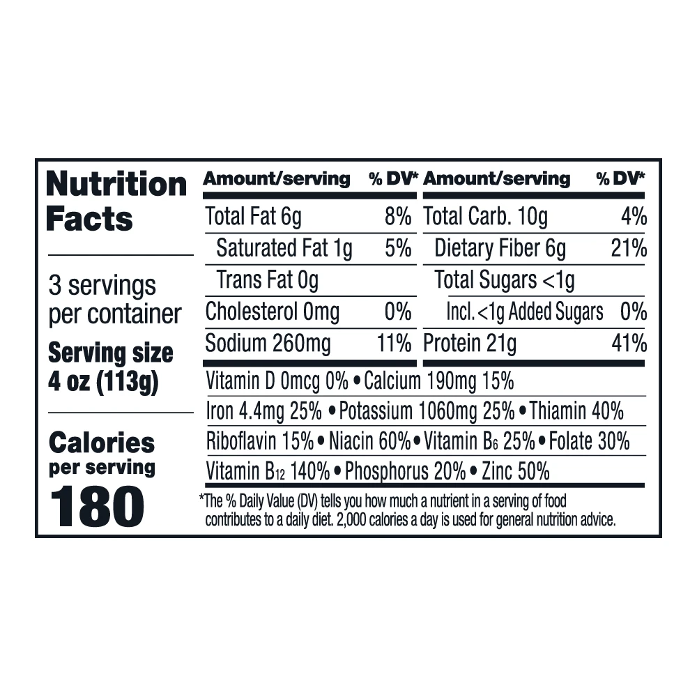 impossible beef lite nutritional fact panel