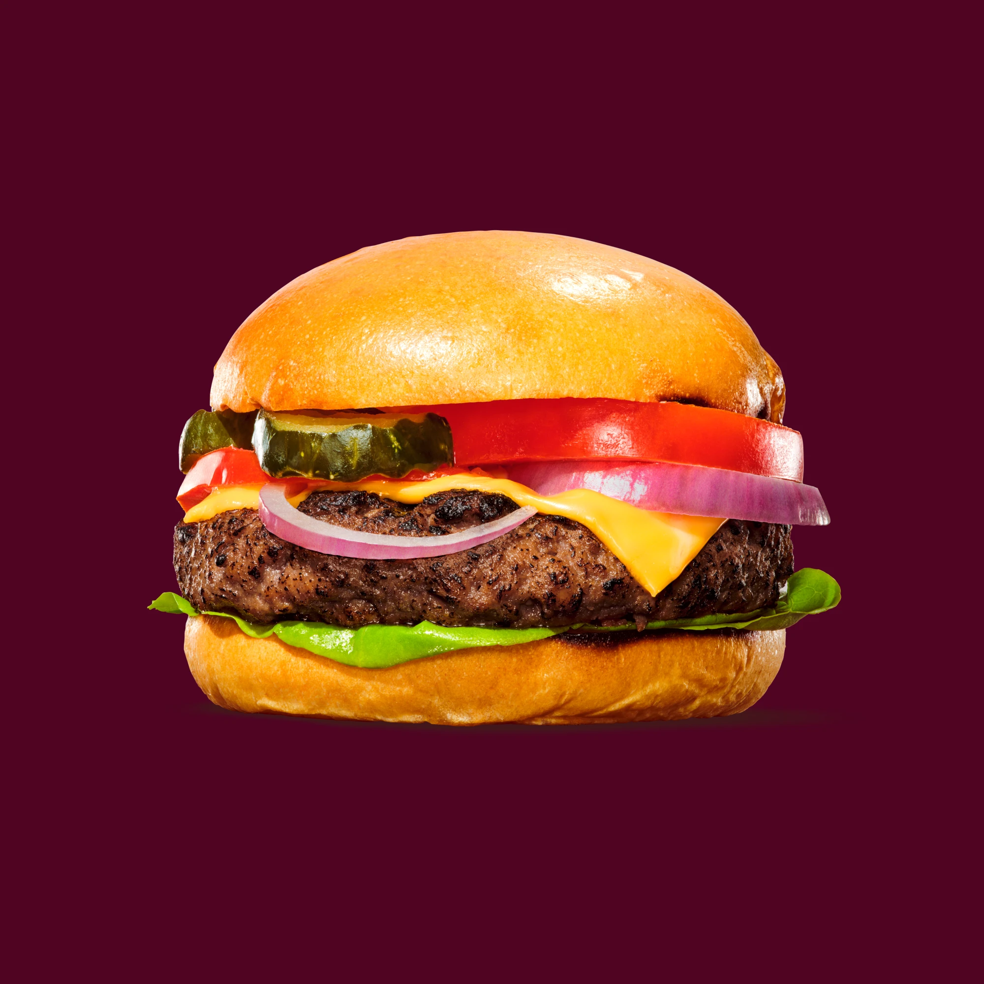 Impossible Beef burger on a dark background