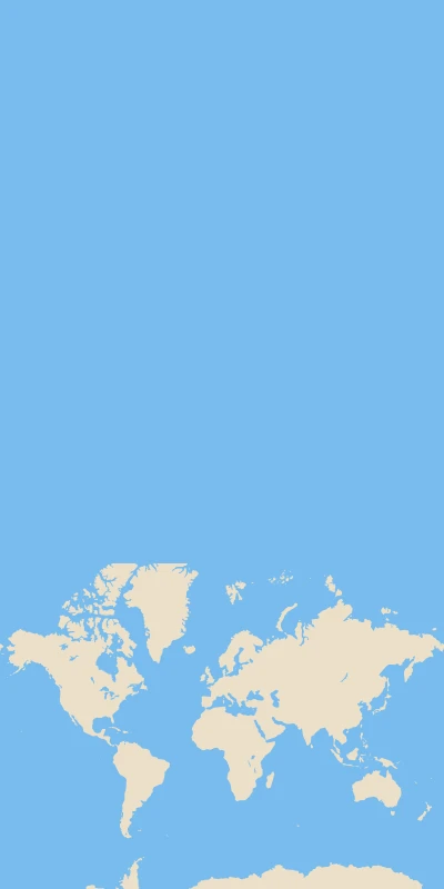 Blue background with a world map on the right in beige.